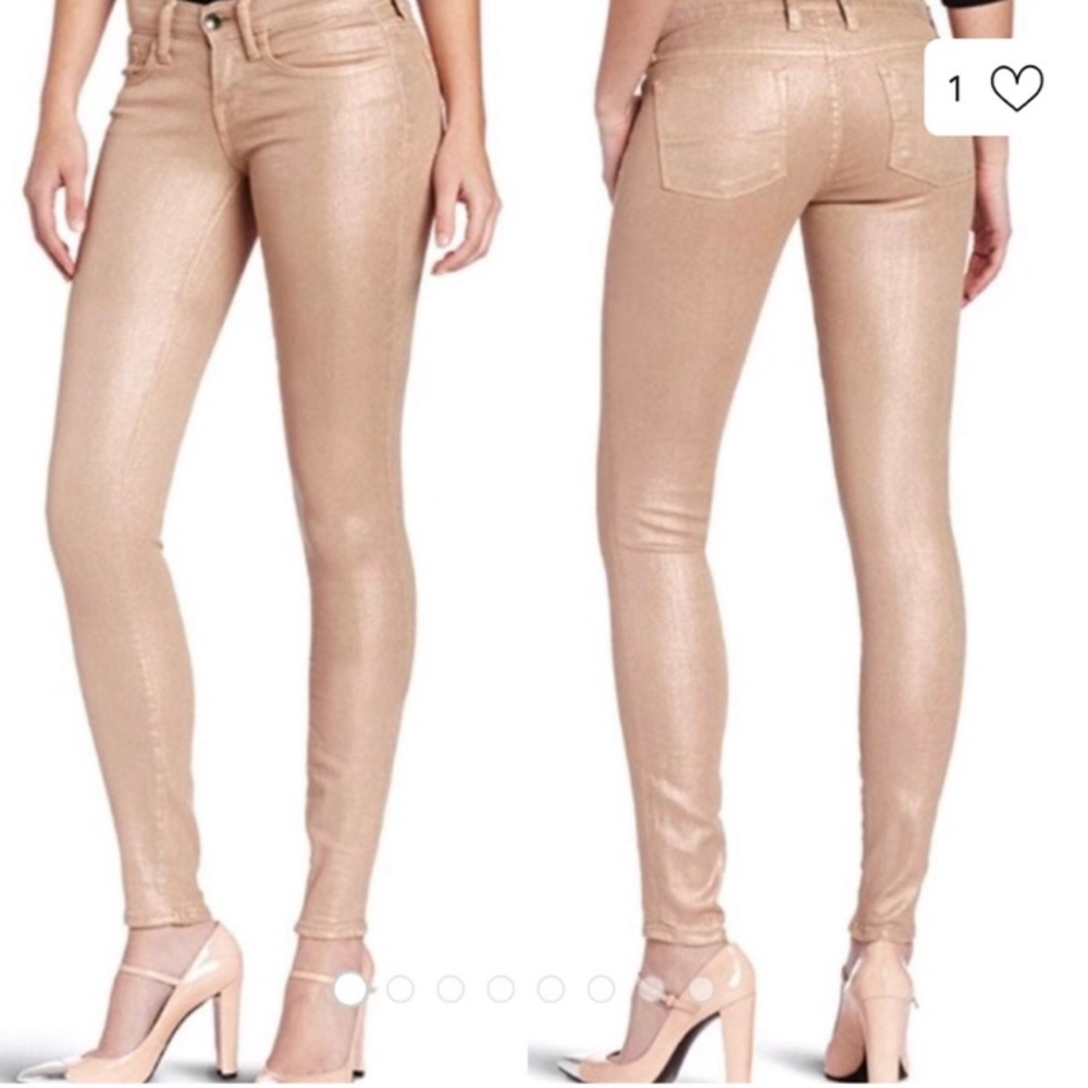 Lucky Brand "Sofia Skinny" Gold Shimmer Ankle Jean